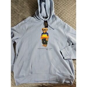 $228 Polo Ralph Lauren Hoodie Men's Extra Large Polo Bear Fleece Blue